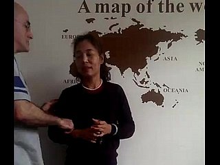 American panhandler and his Chinese wife and a Chinese caitiff public schoolmate two rows Dongguan